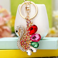 Multicolor Jeweled Swan Keychain With Faceted Wing Stones view 1