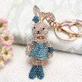 Jeweled Rabbit Girl Keychain With Floral Dress and Bow Shoes view 3