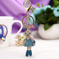 Jeweled Rabbit Girl Keychain With Floral Dress and Bow Shoes view 4