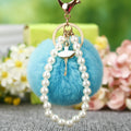 Ballerina Pearl Loop Plush Pom Pom Keychain in Pale Pink view 5