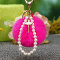 Ballerina Pearl Loop Plush Pom Pom Keychain in Pale Pink view 2