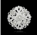 Silver Tone Flower Openwork Crystal Metal Brooch Pin view 6
