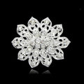 Blue Silver Tone Flower Crystal Metal Brooch Pin for Jackets and Lapels view 6