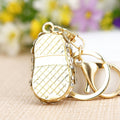 Jeweled Flat Shoe Keychain with Blue Crystals and White Enamel view 4