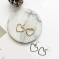 Gold and Silver Minimalist Open Heart Long Hook Earrings view 1
