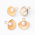 Enamel Scallop Shell Metal Charms With Faux Pearls view 3
