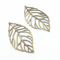 Small Openwork Veined Leaf Metal Charm Pendant Jewelry Making Component view 3