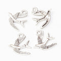Antique Flying Swallow Bird Metal Charm, Two Finishes view 3