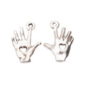 Heart Palm Hand Metal Charms in Two Antique Finishes view 3