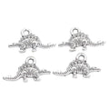 Stegosaurus Dinosaur Metal Charm in Textured Metal for Jewelry Making view 3