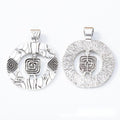 Round Embossed Geometric Metal Charm Pendant For Jewelry Making view 3