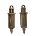 Vintage Syringe-Shaped Metal Charm in Two Antique Finishes view 3