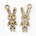 Vintage Finish Metal Long Ear Rabbit Charms in 2 Style Options view 3