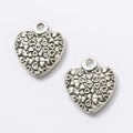 Textured Heart Metal Charm Pendant For Jewelry Making And Craft Projects view 3