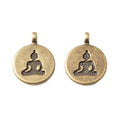 Round Seated Yoga Figure Metal Charms in Two Finishes view 3