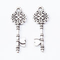 Floral Skeleton Key Charm in 2 Metal Finishes for Jewelry Making view 3