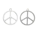 Large Round Peace Sign Metal Charms in Two Finishes view 3
