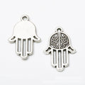 Antique Metal Hamsa Hand Charm Pendant With Textured Detail, 3 Finishes view 3