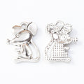 Three Dimensional Sitting Mouse Metal Charm Jewelry Making Component view 3