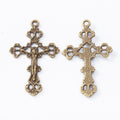 Ornate Crucifix Metal Pendant Charms in 3 Distinct Finishes view 3