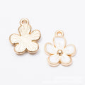 Enamel Five Petal Flower Charm Alloy Jewelry Making Component in 6 Finish Options view 3