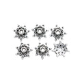 Ship Wheel Spacer Bead with a wheel-like rim with raised dots in 2 Metal Finishes view 3