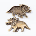 Triceratops Dinosaur Metal Charms in Two Antique Finishes view 3