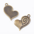 Textured Swirl Heart Metal Charms in Two Antique Finishes view 3