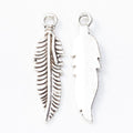 Antique Metal Feather Charm Pendant With Textured Detail, 2 Finishes view 3