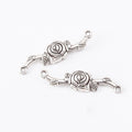 Rose Flower Double Loop Connector in Two Antique Finishes view 3