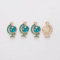 Colorful Globe Enamel Charm in Textured Metal for Jewelry Making view 3
