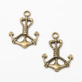 Rope Wrapped Anchor Charm in Antique Bronze and Silver Tone view 3