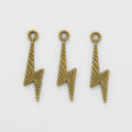 Textured Lightning Bolt Charm Metal Pendant for Jewelry Making view 3