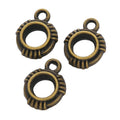 Striped Ring Three Way Bail Bead in Textured Metal for Jewelry Making view 3