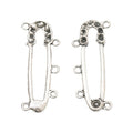 Multi Loop Safety Pin Brooch Bases in Two Antique Finishes view 3