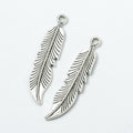 Feather Charm Long Curved Metal Pendant in Three Finishes view 3