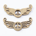 Winged Peace Sign Two Loop Metal Connector Charm Jewelry Making Component view 3