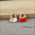 Gold Tone Handbag Charm with Flower and Four Enamel Colors view 3