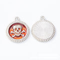 Skull and Crossbones Enamel Round Metal Charms Jewelry Making Pendants view 3