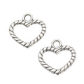 Vintage Rope Edge Heart Charm in 2 Finishes for DIY Jewelry Making view 3