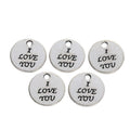 I Love You Round Metal Charm in 5 Finishes for Jewelry Making view 3