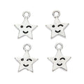 Vintage Smiling Star Charm in 4 Finishes for DIY Jewelry Making view 3