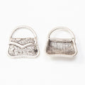 Antique Metal Patterned Handbag Charm Pendant With Textured Detail, 2 Finishes view 3