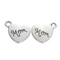 Mom-Engraved Heart Metal Charm Pendant in 3 Finishes for DIY Jewelry view 3
