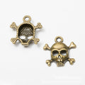 Vintage Style Metal Skull And Crossbones Charm in 2 Metal Finishes view 3