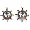 Ship Wheel and Anchor Metal Charm Pendants in 2 Finishes view 3