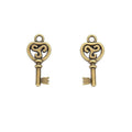 Scrollwork Heart Key Metal Charm Pendant in 2 Finishes for DIY Jewelry view 3