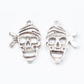 Pirate Skull Metal Charm 2 Finish Options Craft Supply view 3