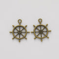 Slim Ship Wheel Charm in 4 Metal Finishes for Jewelry Making view 3