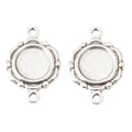 Floral Round Double Loop Cabochon Connector in Two Finishes view 3
